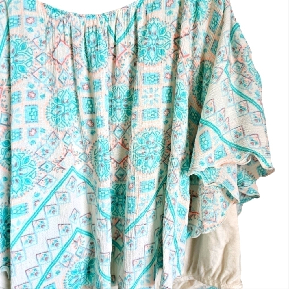 Guess nwot bright aztec body suit flounce womens XL